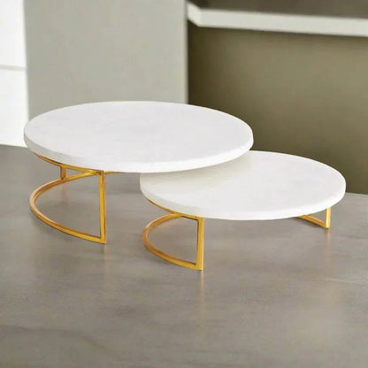 Marble & Gold Serving Stands – Set of 2
