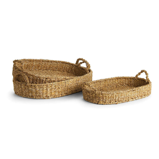 Handwoven Seagrass Oval Trays – Set of 3