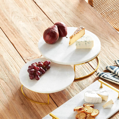 Marble & Gold Serving Stands – Set of 2 - view 7