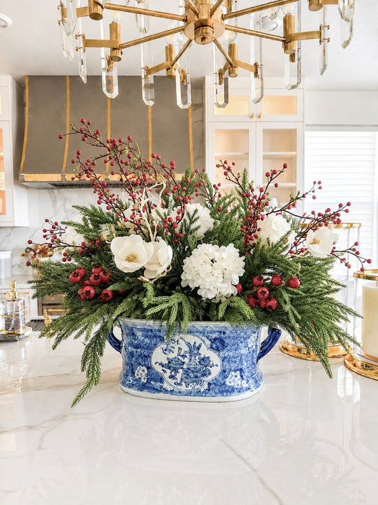 Blue & White Porcelain Planters – Set of 2