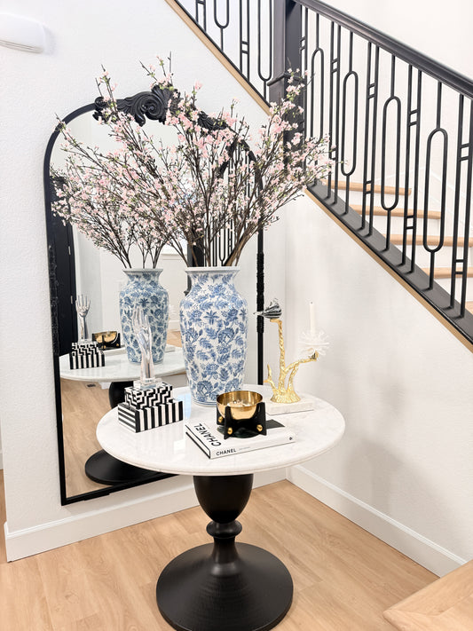 Blue & White Chinoiserie Porcelain Floor Vase