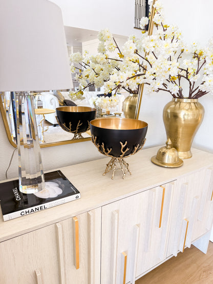 Black and Gold Branch Footed Bowl