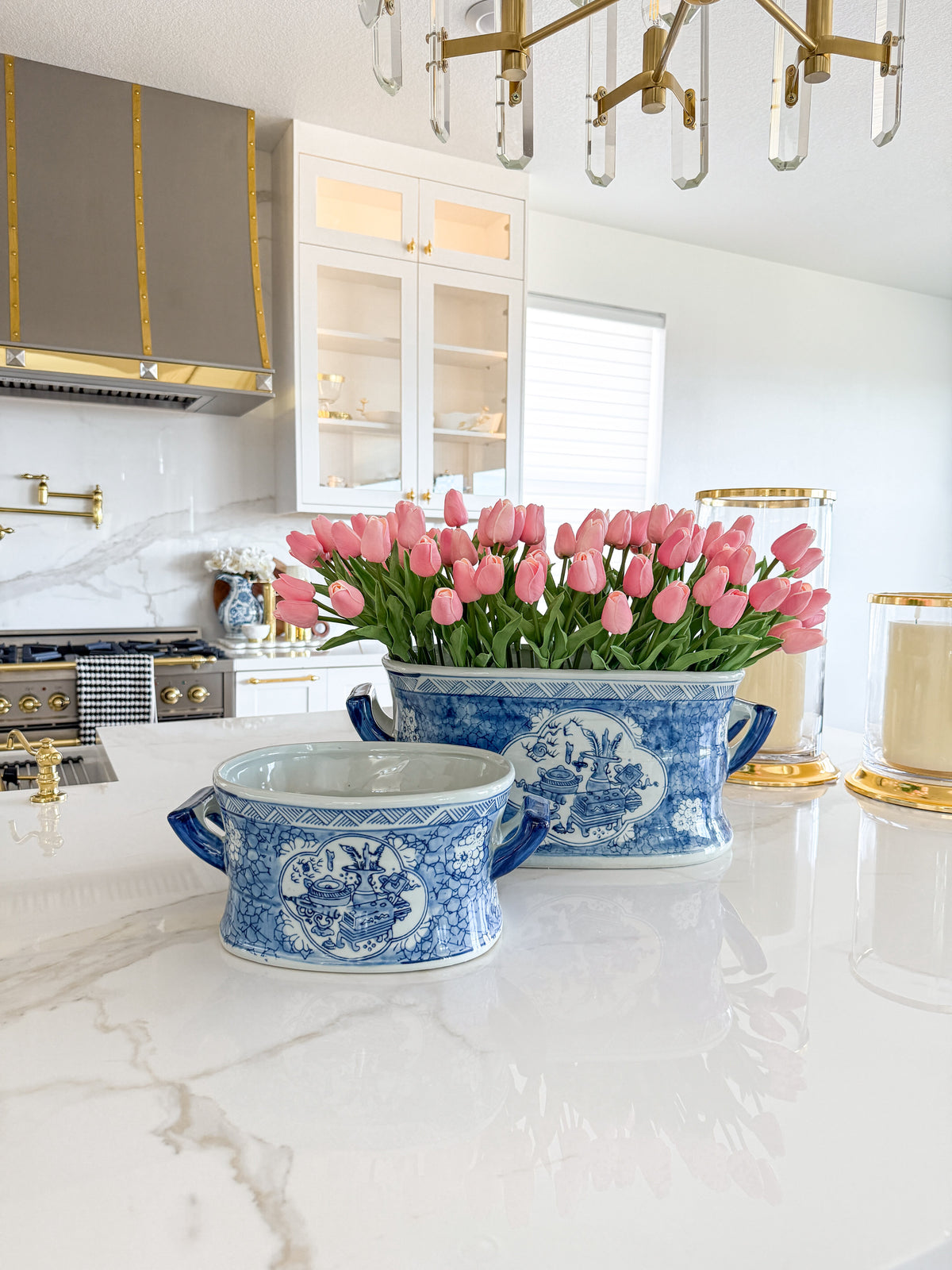 Blue & White Porcelain Planters – Set of 2 - view 4