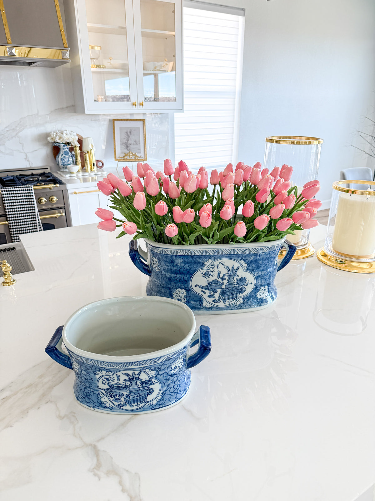 Blue & White Porcelain Planters – Set of 2 - view 6