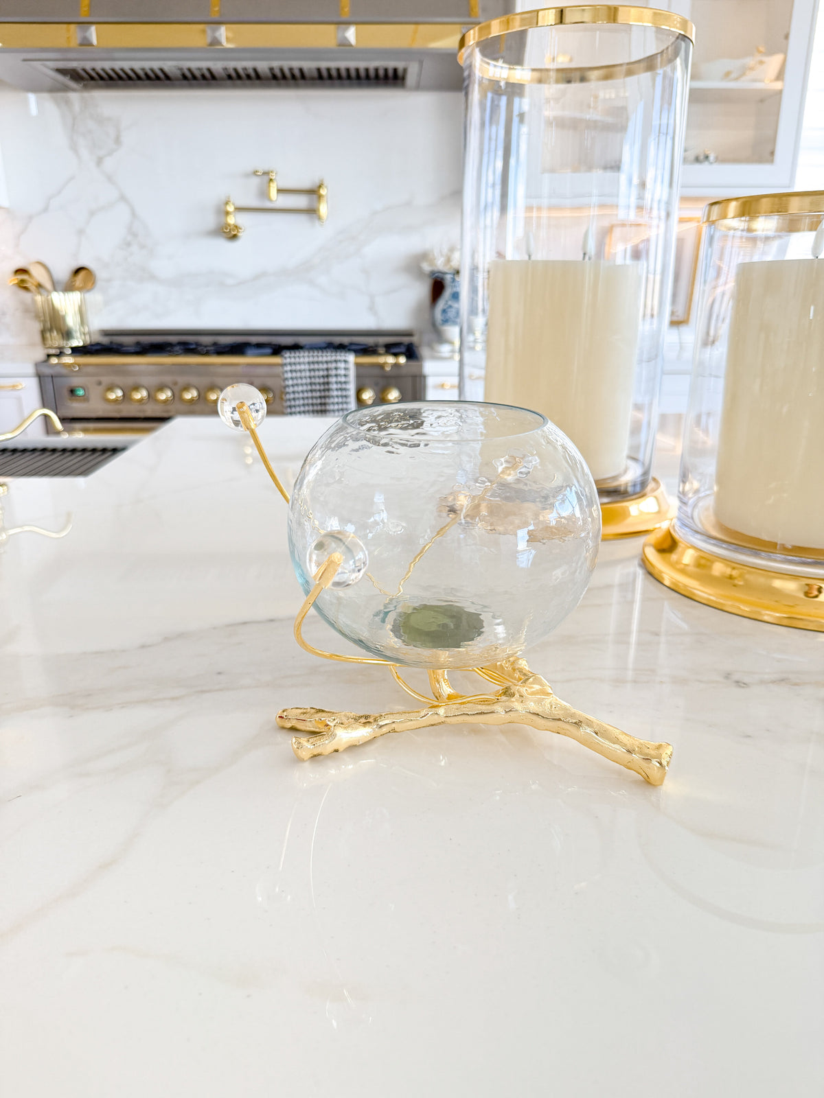 Glass Bowl with Gold Branch Base - view 2
