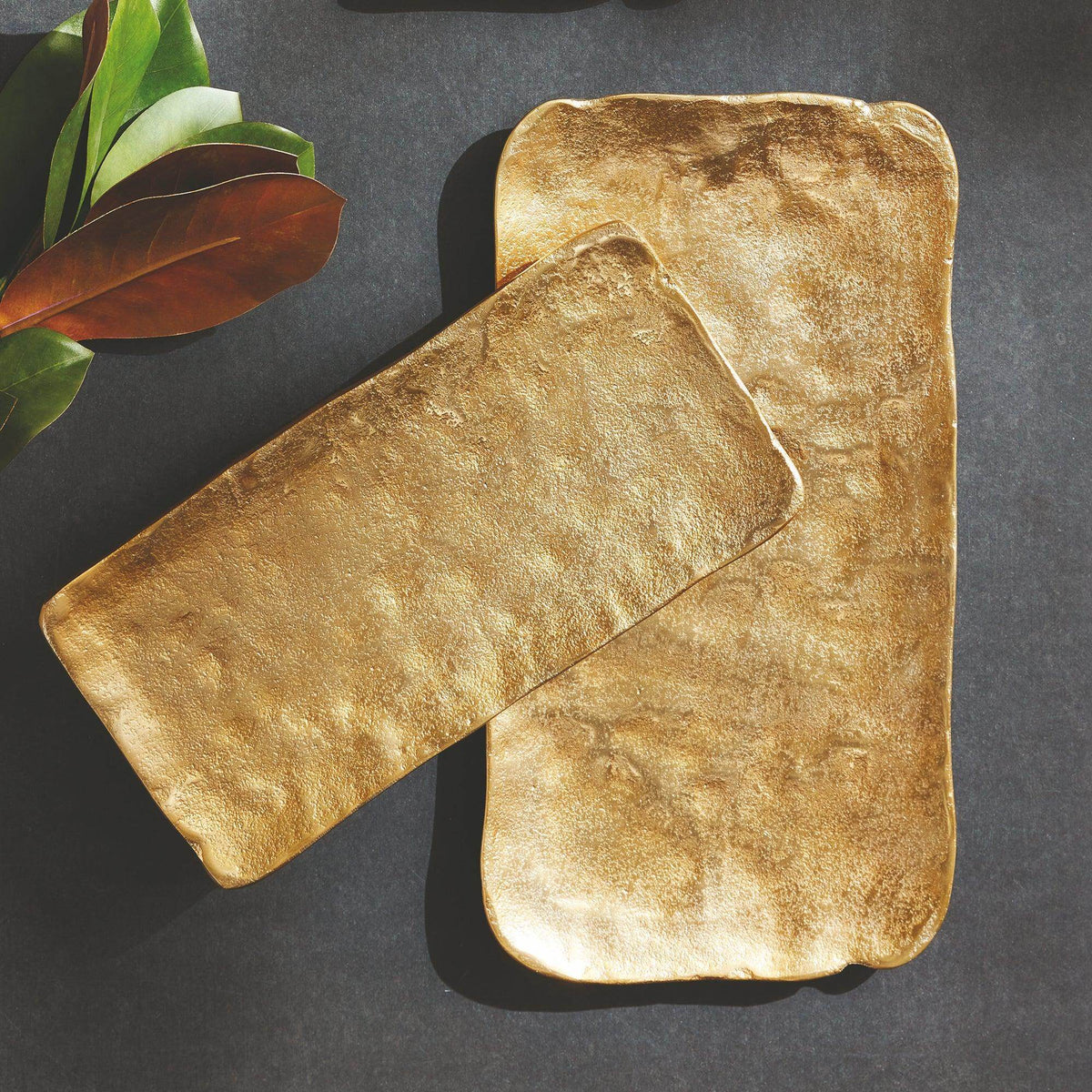 Modern Gold Cast Aluminum Trays – Set of 2 - view 4