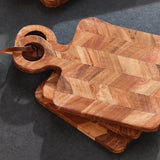 Chevron Acacia Mini Serving Boards, Set Of 4