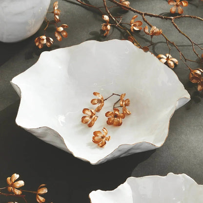 Coastal White Ceramic Decorative Tray with Gold Rim - view 11