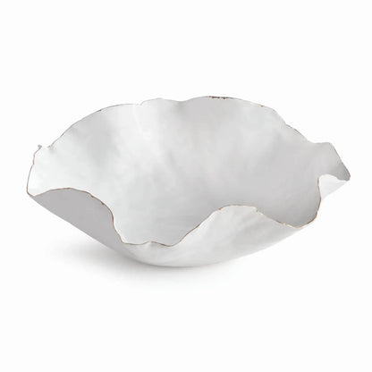 Coastal White Ceramic Decorative Tray with Gold Rim - view 7