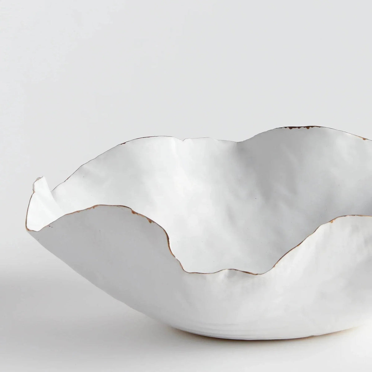 Coastal White Ceramic Decorative Tray with Gold Rim - view 3