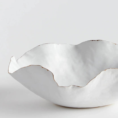 Coastal White Ceramic Decorative Tray with Gold Rim - view 8