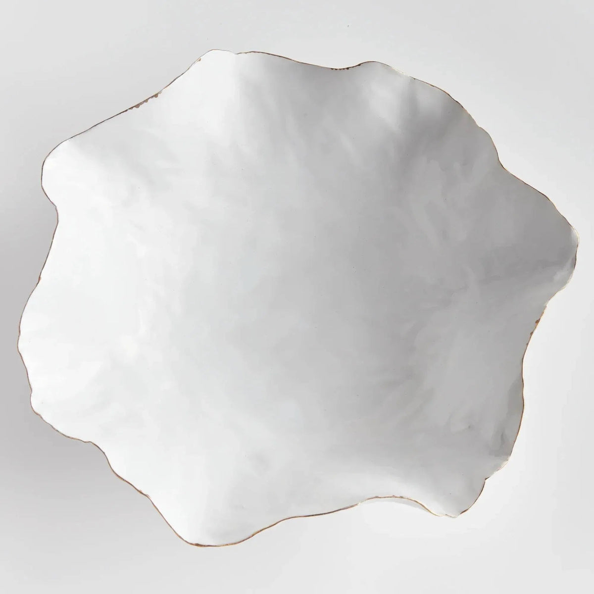Coastal White Ceramic Decorative Tray with Gold Rim - view 9