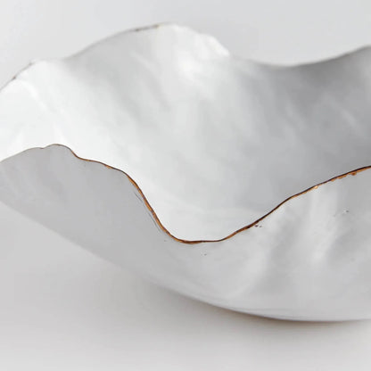 Coastal White Ceramic Decorative Tray with Gold Rim - view 10