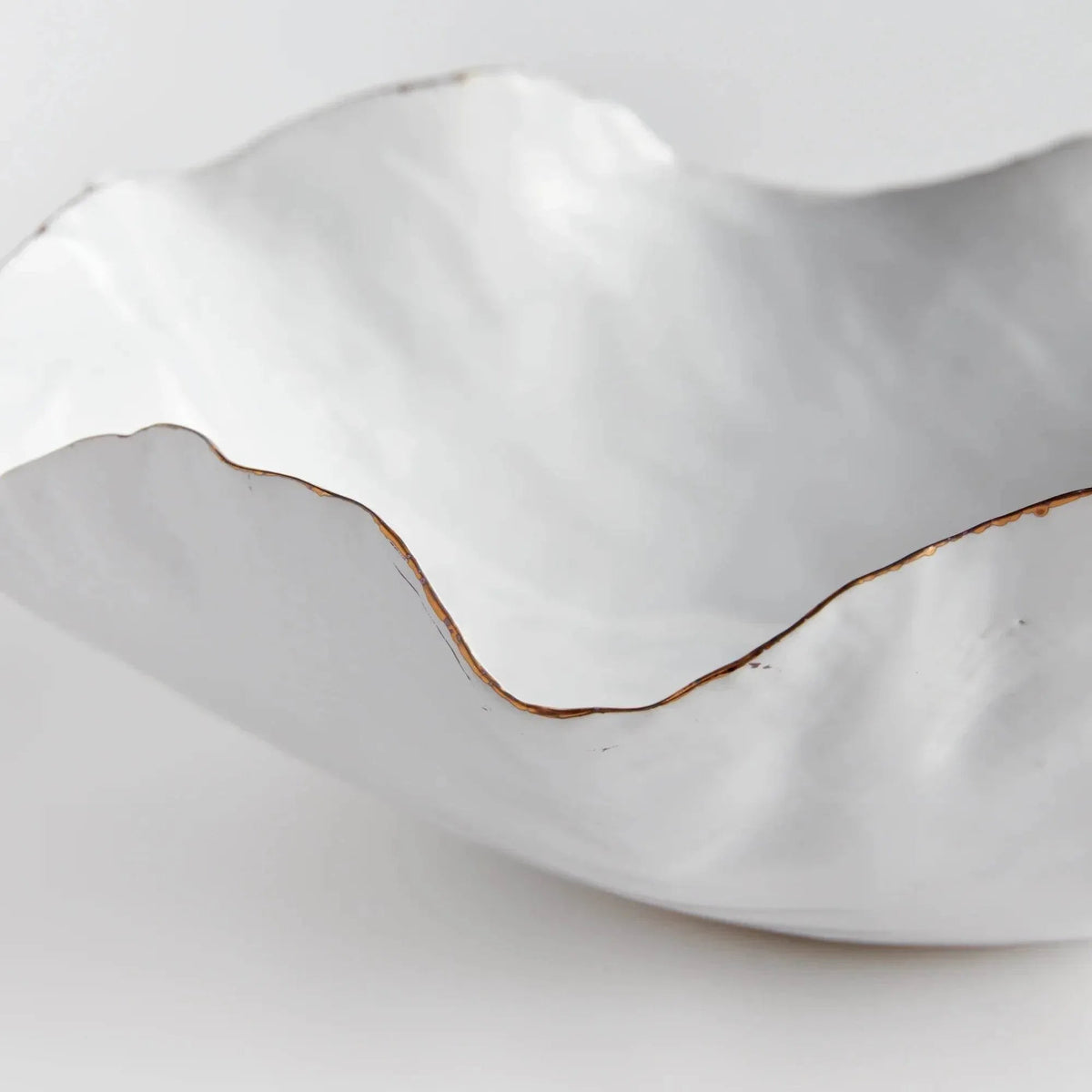 Coastal White Ceramic Decorative Tray with Gold Rim - view 5