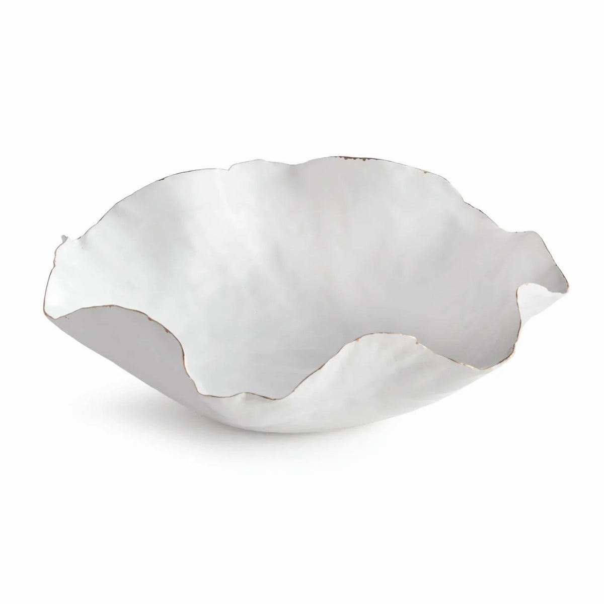 Coastal White Ceramic Decorative Tray with Gold Rim - view 2