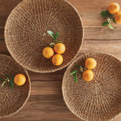 Handwoven Seagrass Round Trays – Set of 3 - view 2