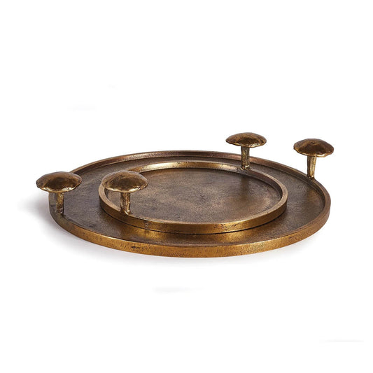 Antique Brass Cast Aluminum Trays – Set of 2