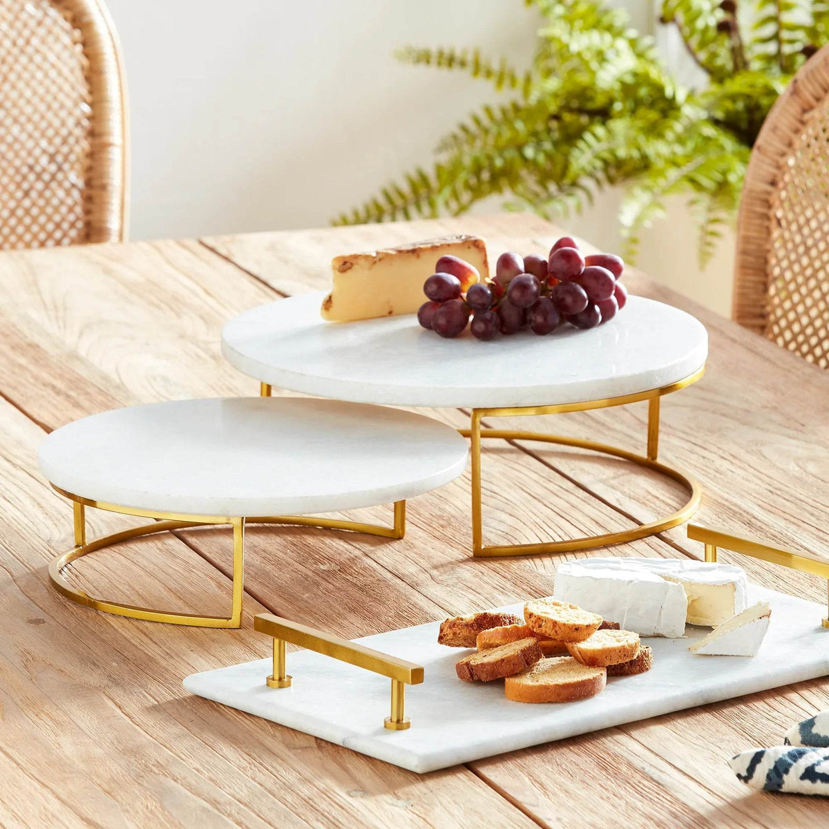 Marble & Gold Serving Stands – Set of 2 - view 4