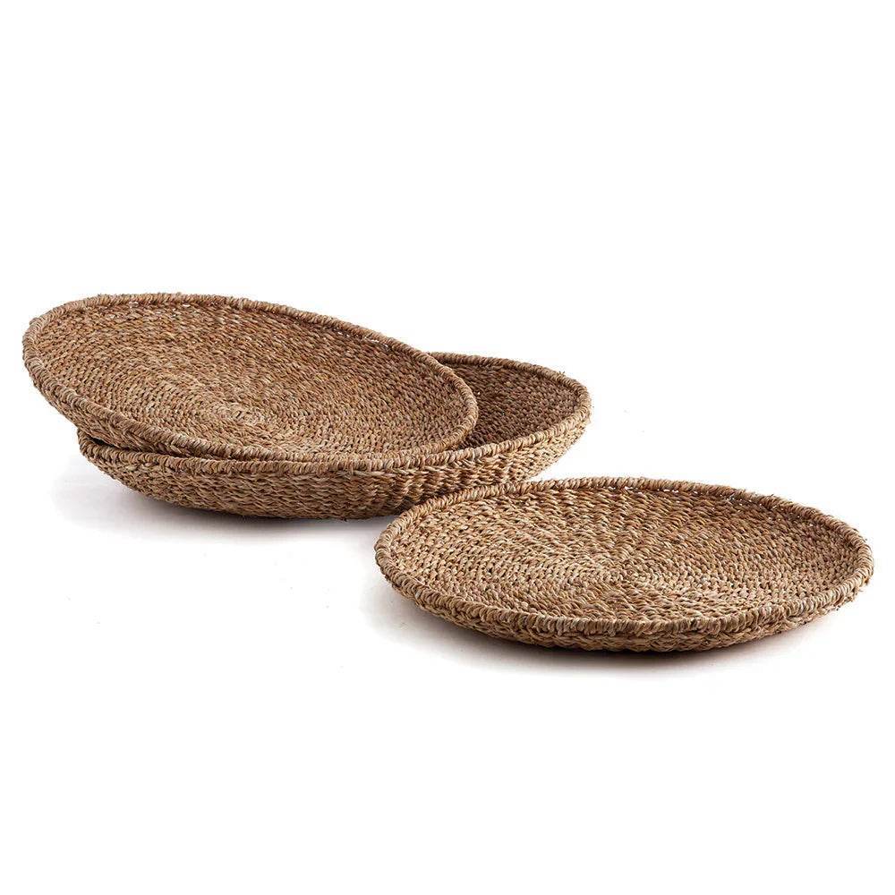 Handwoven Seagrass Round Trays – Set of 3