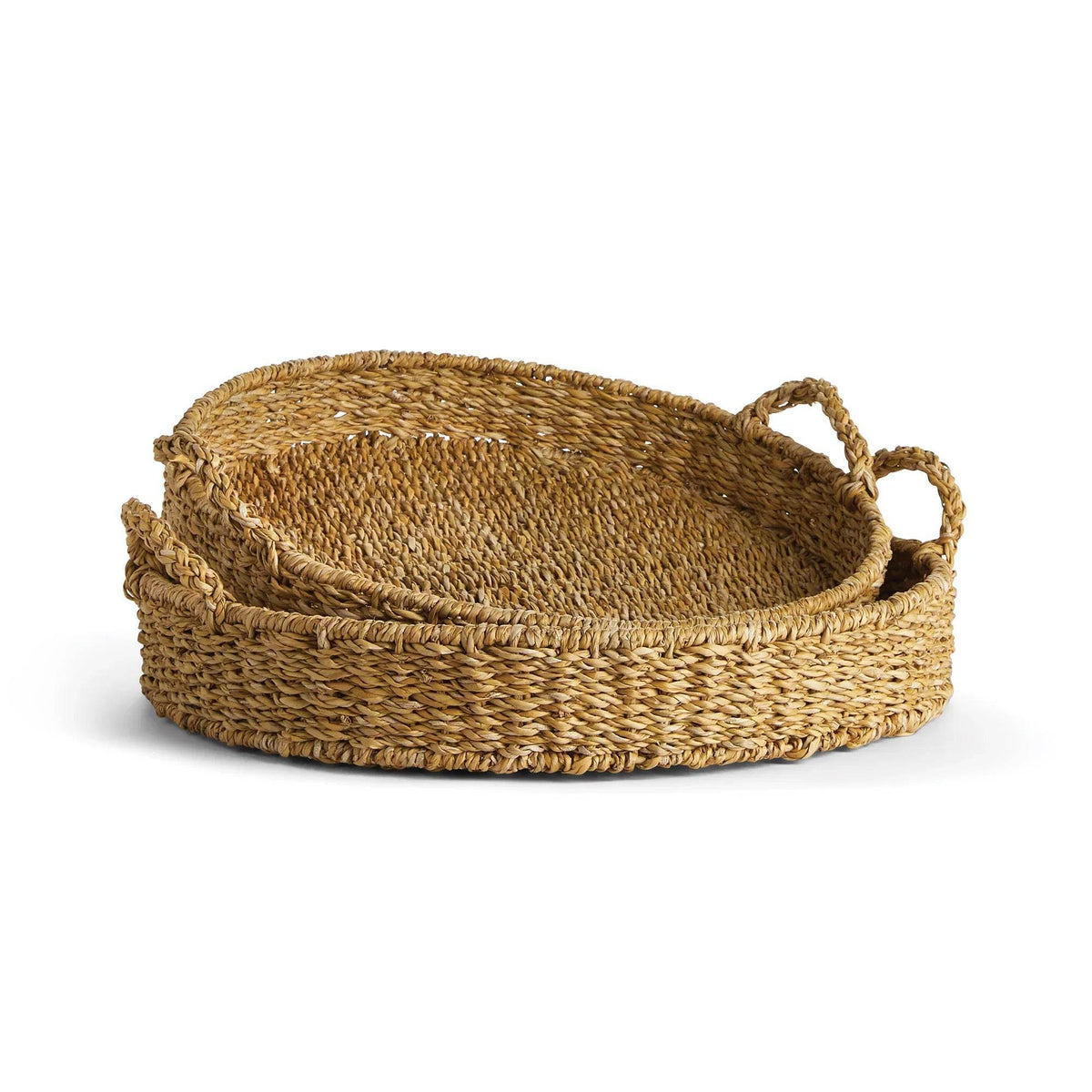 Handwoven Seagrass Round Trays – Set of 2